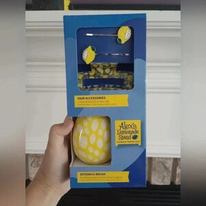 Alex's lemonade stand hair clip accessory detangling brush set women girls cute
